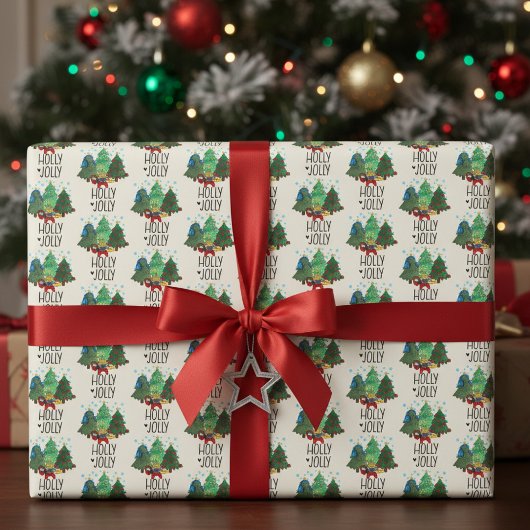 Holly Jolly Gamer Kerstboom Cadeaupapier
