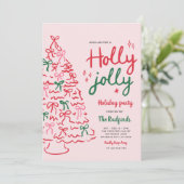 Holly Jolly Hand getekend kerstfeest Kaart (Staand voorkant)