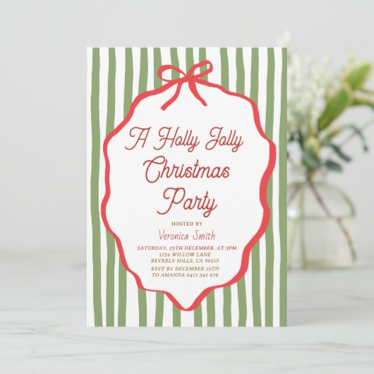 Holly Jolly Holiday Christmas Party Invitation (Debout devant)
