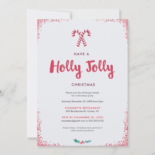 Holly Jolly Holiday Party Kaart (Voorkant)