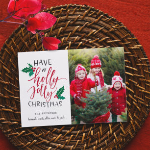 Holly Jolly Holiday Photo Collage Card Feestdagenkaart