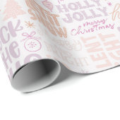 Holly Jolly Joy Deck de zalen Crème Kerstmis Cadeaupapier (Rol Hoek)