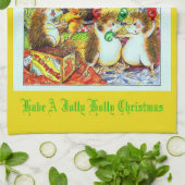 Holly Jolly Kerst Hedgehogs Theedoek (Gevouwen)