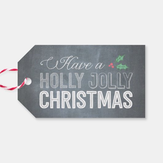 Holly Jolly Kerstfeestdag Gift Labels Cadeaulabel (Achterkant Horizontaal)
