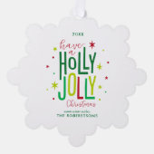 Holly Jolly Kerstfeestdag Ornament Kaart (Voorkant)