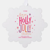 Holly Jolly Kerstfeestdag Ornament Kaart (Voorkant)