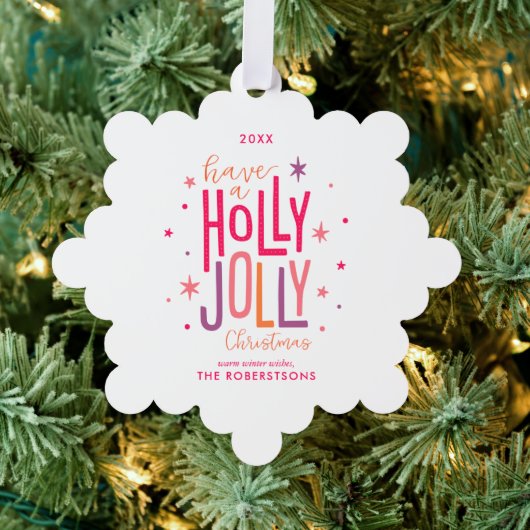 Holly Jolly Kerstfeestdag Ornament Kaart (Insitu (Drie))