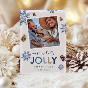 Holly Jolly-kerstfoto Feestdagenkaart