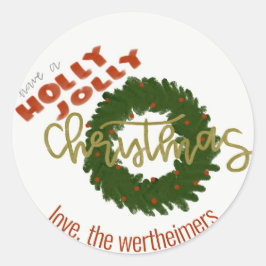 Holly Jolly-kerstkaartjes Ronde Sticker