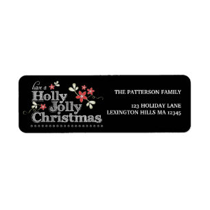 Holly Jolly kerstkarton Adres label