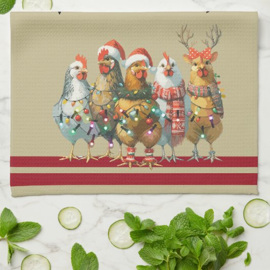 Holly Jolly - Kerstkippen met kerstmutsen Theedoek (Gevouwen)