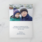 Holly Jolly-kerstmarineblauw Foto Feestdagen Kaart (Binnen)