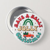 Holly Jolly Kerstmis Ronde Button 7,6 Cm (Voorkant /achterkant)