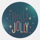 Holly Jolly Kerstmis Ronde Sticker (Voorkant)