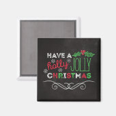 Holly Jolly Kerstmis Rustic Chalkboard Magneet (Voorkant / Achterkant)