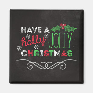 Holly Jolly Kerstmis Rustic Chalkboard Magneet