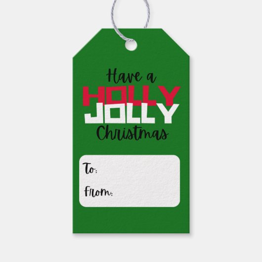 Holly Jolly Label met kerstcadeaus Cadeaulabel (Voorkant)
