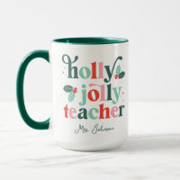 Holly Jolly Leraar Retro Kerstmug