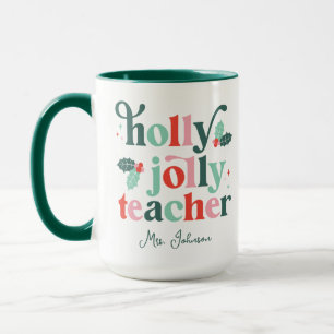 Holly Jolly Leraar Retro Kerstmug Mok