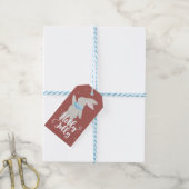 Holly Jolly Little Schattige Bunny Donkerrood en b Cadeaulabel (Met Touw)