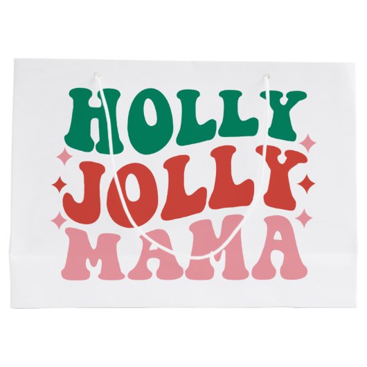 Holly Jolly Mama - Leuk vakantieontwerp Groot Cadeauzakje (Achterkant)
