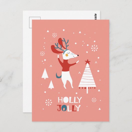 Holly Jolly met Cute Dog-kerstBriefkaart Briefkaart (Voorkant / Achterkant)