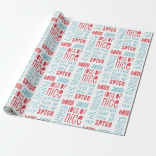 Holly Jolly Naughty Nice herstellend patroon Cadeaupapier