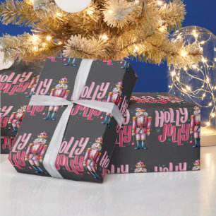 Holly Jolly Notenkraker Kerst Coquette Preppy Cadeaupapier