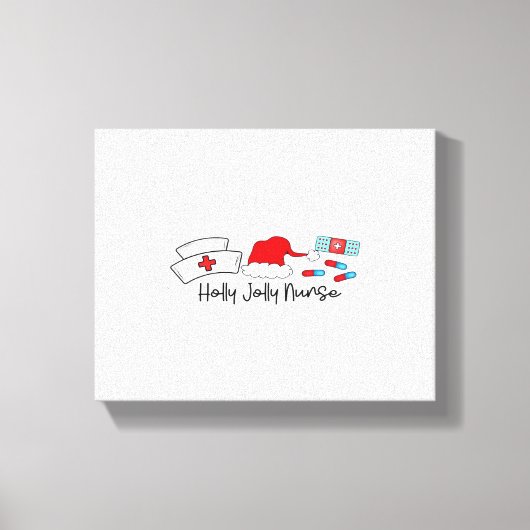 Holly Jolly Nurse, Halloween Classic T-shirt Canvas Afdruk (Voorkant)