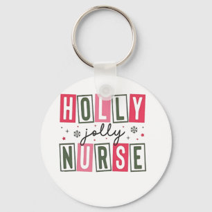 Holly Jolly Nurse Kerstmisverpleegkundige Sleutelhanger