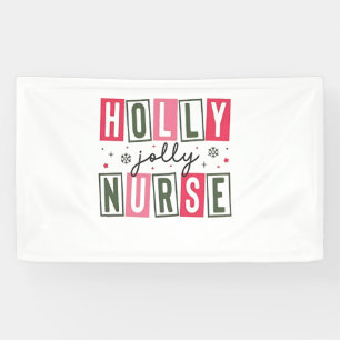 Holly Jolly Nurse Kerstmisverpleegkundige Spandoek