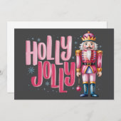 Holly Jolly Nutcracker Kerstkoket Preppy Feestdagenkaart (Voorkant / Achterkant)