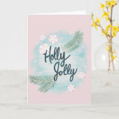 Holly Jolly - Pastel - Kerstmis - Groet - Kaart (Gele Bloem)
