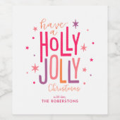 "Holly Jolly" Persoonlijke Kerstmis Wijn Etiket (Enkel label)