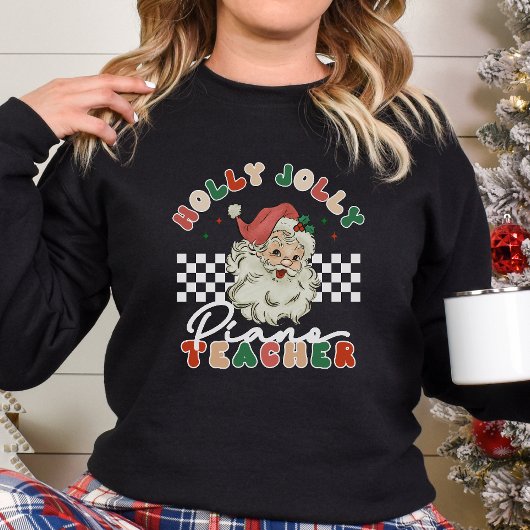 Holly Jolly Piano Leraar Kerst Retro T-shirt