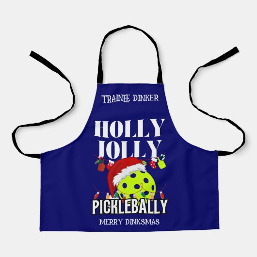 HOLLY JOLLY PICKLEBALLY Kerstmis Schort (Voorkant)