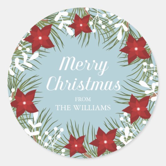 Holly Jolly Poinsettia - Kerst sticker (Voorkant)