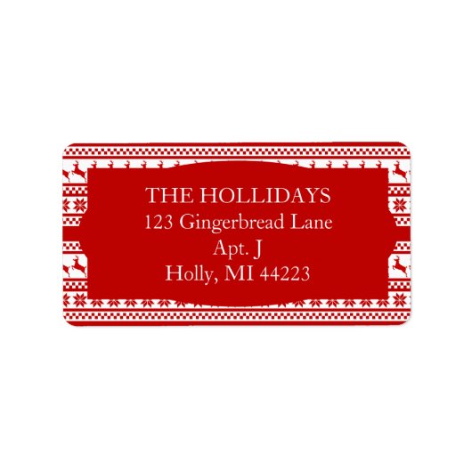 Holly Jolly Red Nordic Print Reindekerst Etiket (Voorkant)