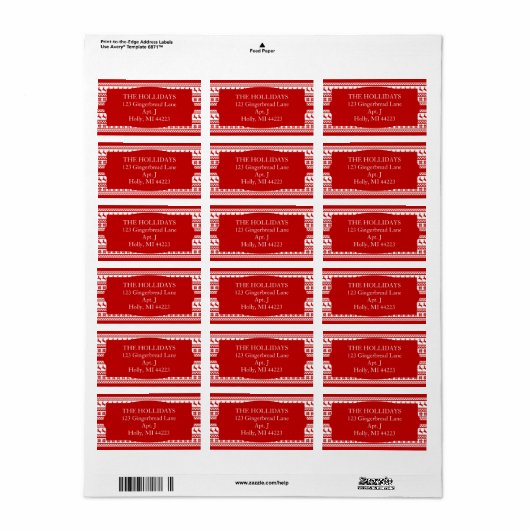 Holly Jolly Red Nordic Print Reindekerst Etiket (Full Sheet)