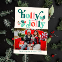 Holly Jolly Retro Family Photo Holiday Card