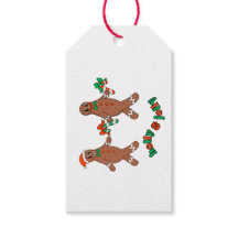 Holly & Jolly Retro Gingerbread Kerstcadeau Label