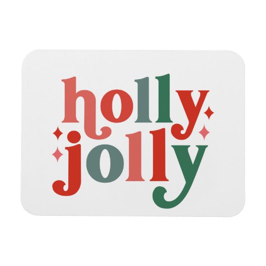 Holly Jolly - Retro Vakantietypografie Magneet (Horizontaal)
