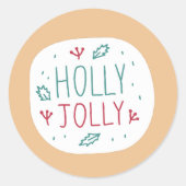 Holly Jolly Ronde Sticker (Voorkant)