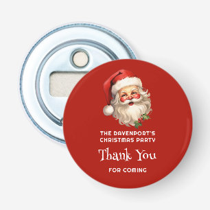 Holly Jolly Santa Claus Retro Kerstmis Bedankt Button Flesopener