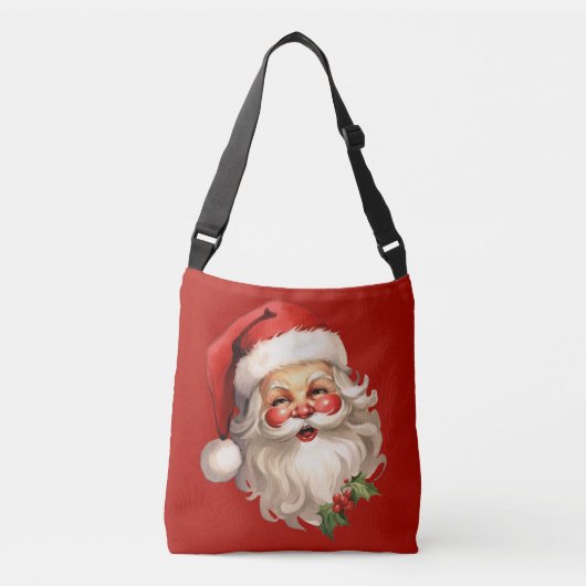 Holly Jolly Santa Claus Retro Kerstmis Crossbody Tas (Voorkant)