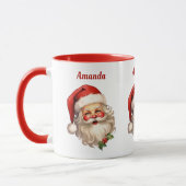Holly Jolly Santa Claus Retro Kerstmis Mok (Links)