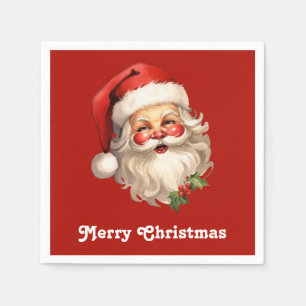 Holly Jolly Santa Claus Retro Kerstmis Servet