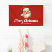 Holly Jolly Santa Claus Retro Kerstmis Spandoek (Insitu)