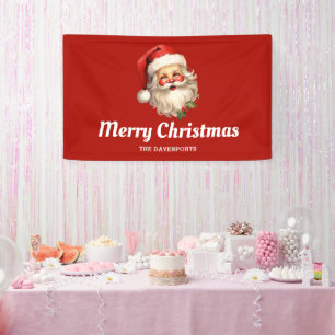 Holly Jolly Santa Claus Retro Kerstmis Spandoek