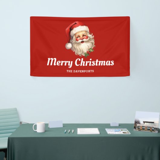 Holly Jolly Santa Claus Retro Kerstmis Spandoek (Beurs)